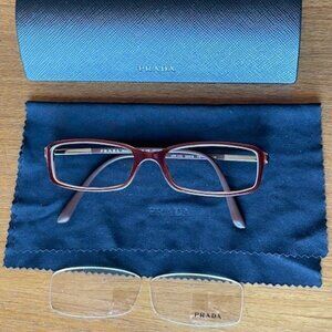 PRADA EYEGLASSES FRAMES  VPR 17G 52[]16 7O1-1O1 135 + PRADA CASE Barely Used
